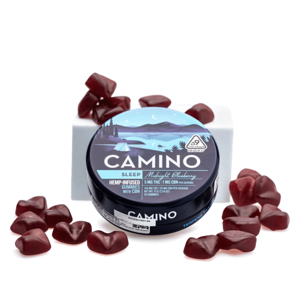 Camino Delta 9 and CBN Sleep Gummies – Midnight Blueberry (100 mg Delta 9 THC + 20 mg CBN Total)